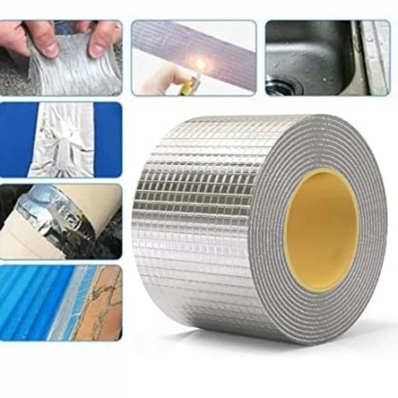 Waterproof Aluminum Rubber Butyl Sealing Tape (লম্বা 11.4 ফিট, চওড়া 2 ইঞ্চি)